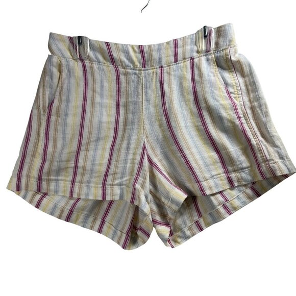GAP Womens M Linen Blend Rainbow Shorts Slip On Elastic Waist 4 Pockets Vacation - Picture 1 of 8